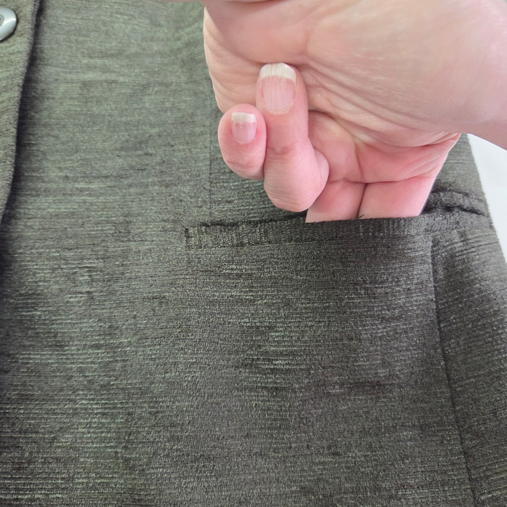 Andrea Viccaro Blazer Women 6P‎ Olive Green Chenille Textured Two Button Lined - Picture 9 of 11